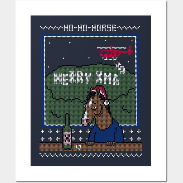 Ho-Ho-Horse! - Ugly Christmas Sweater Wall Art by Raffiti